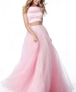 Sherri Hill - 51895 Two Piece Satin Halter Tulle Ballgown