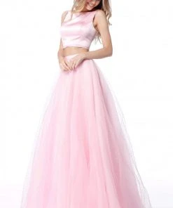 Sherri Hill - 51895 Two Piece Satin Halter Tulle Ballgown