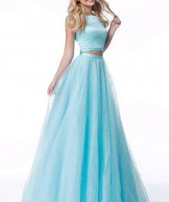 Sherri Hill - 51895 Two Piece Satin Halter Tulle Ballgown