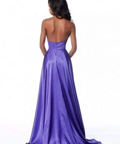 Sherri Hill - 51897 Crisscross Halter Long A Line Satin Dress
