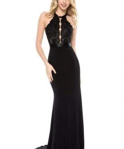 Sherri Hill - 51899 Lace Halter Jersey Sheath Dress