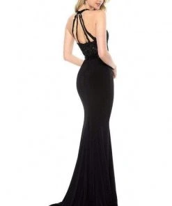 Sherri Hill - 51899 Lace Halter Jersey Sheath Dress