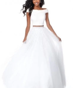 Sherri Hill - 51907 Beaded Two Piece Off-Shoulder Tulle Ballgown
