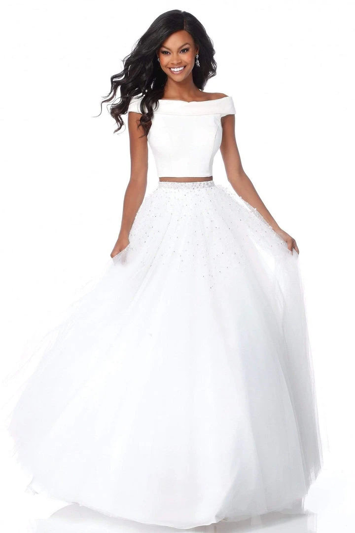 Sherri Hill - 51907 Beaded Two Piece Off-Shoulder Tulle Ballgown 3 Sherri Hill - 51907 Beaded Two Piece Off-Shoulder Tulle Ballgown