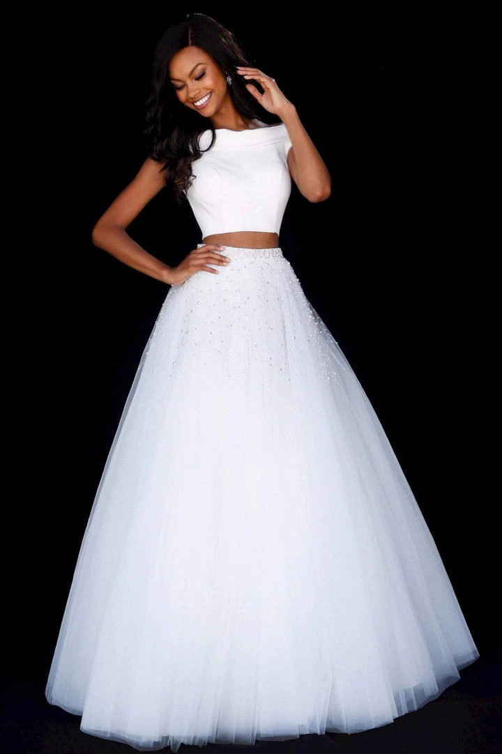 Sherri Hill - 51907 Beaded Two Piece Off-Shoulder Tulle Ballgown 4 Sherri Hill - 51907 Beaded Two Piece Off-Shoulder Tulle Ballgown