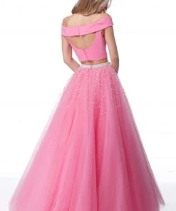 Sherri Hill - 51907 Beaded Two Piece Off-Shoulder Tulle Ballgown 12 Sherri Hill - 51907 Beaded Two Piece Off-Shoulder Tulle Ballgown