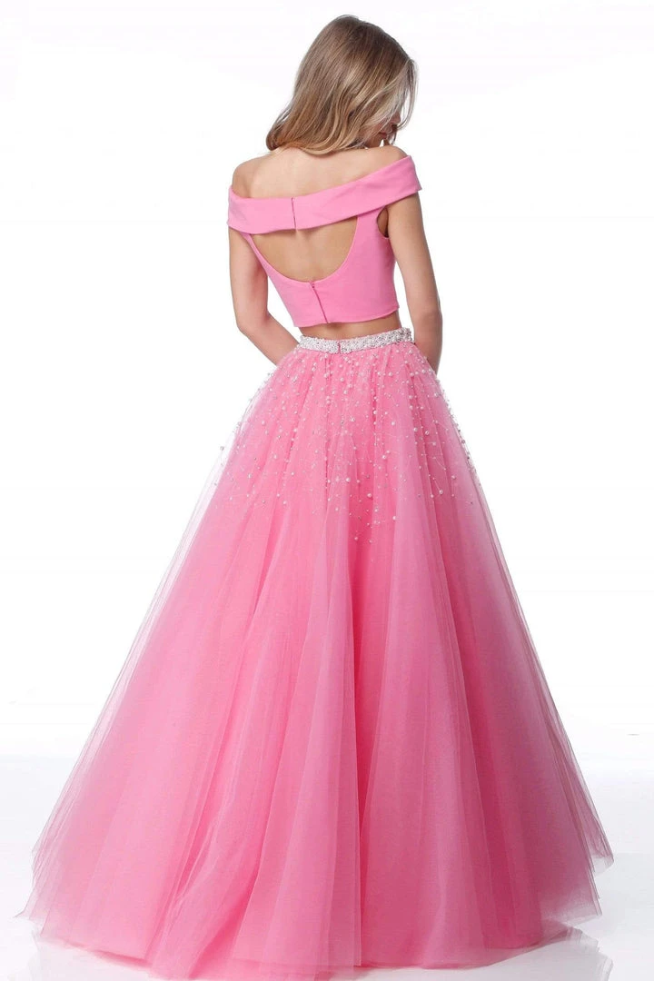 Sherri Hill - 51907 Beaded Two Piece Off-Shoulder Tulle Ballgown 6 Sherri Hill - 51907 Beaded Two Piece Off-Shoulder Tulle Ballgown