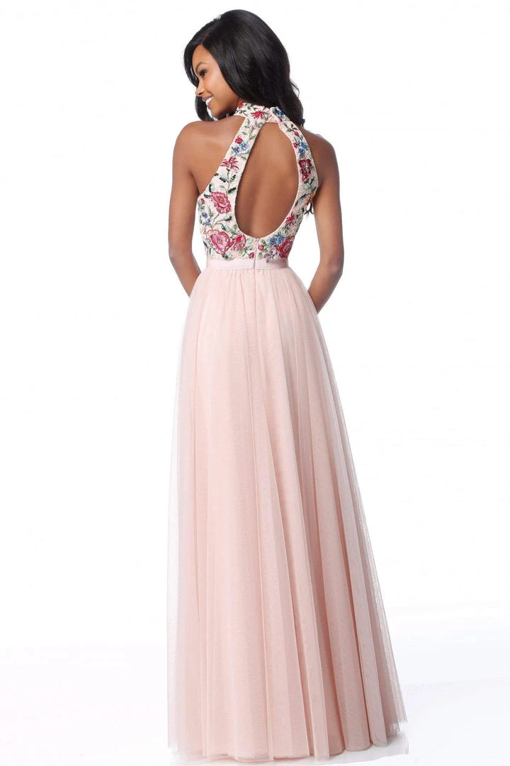 Sherri Hill - 51908 Floral Appliqued High Halter A-Line Dress 6 Sherri Hill - 51908 Floral Appliqued High Halter A-Line Dress