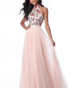 Sherri Hill - 51908 Floral Appliqued High Halter A-Line Dress 11 Sherri Hill - 51908 Floral Appliqued High Halter A-Line Dress