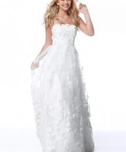 Sherri Hill - 51909 Floral Appliqued Strapless Tulle Dress