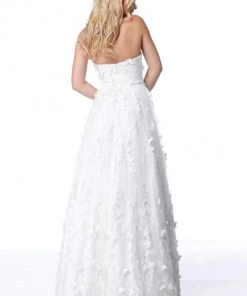 Sherri Hill - 51909 Floral Appliqued Strapless Tulle Dress