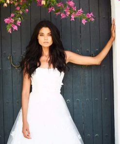 Sherri Hill - 51909 Floral Appliqued Strapless Tulle Dress