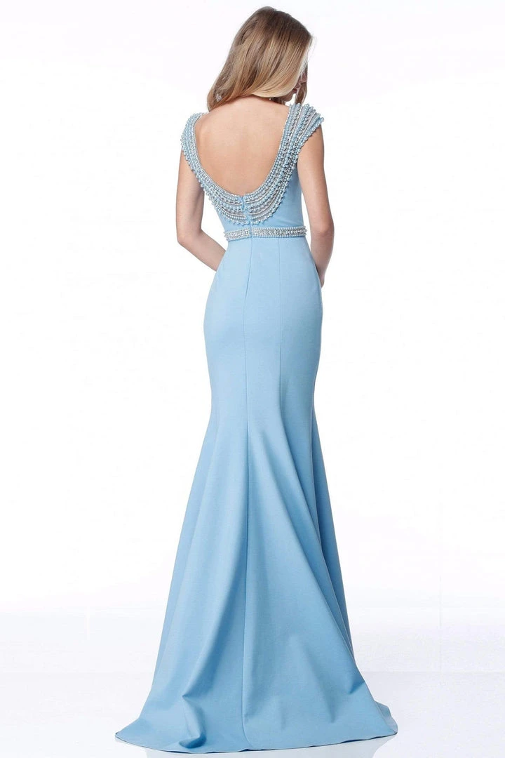 Sherri Hill - 51915 Pearl-Crusted Bateau Neck Long Mermaid Dress 6 Sherri Hill - 51915 Pearl-Crusted Bateau Neck Long Mermaid Dress