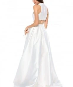 Sherri Hill - 51919 Deep V-Neck Ruffles Satin A-line Dress