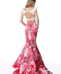 Sherri Hill - 51927 Two Piece Off-Shoulder Floral Print Mermaid Dress 7 Sherri Hill - 51927 Two Piece Off-Shoulder Floral Print Mermaid Dress