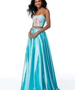 Sherri Hill - 51932 Two Piece Floral Print Charmeuse A-line Dress