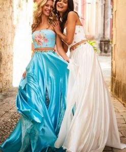 Sherri Hill - 51932 Two Piece Floral Print Charmeuse A-line Dress