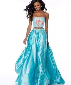 Sherri Hill - 51932 Two Piece Floral Print Charmeuse A-line Dress