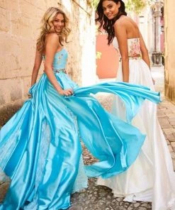 Sherri Hill - 51932 Two Piece Floral Print Charmeuse A-line Dress