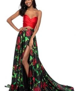 Sherri Hill - 51937 Two Piece Sweetheart Floral Print A-line Dress