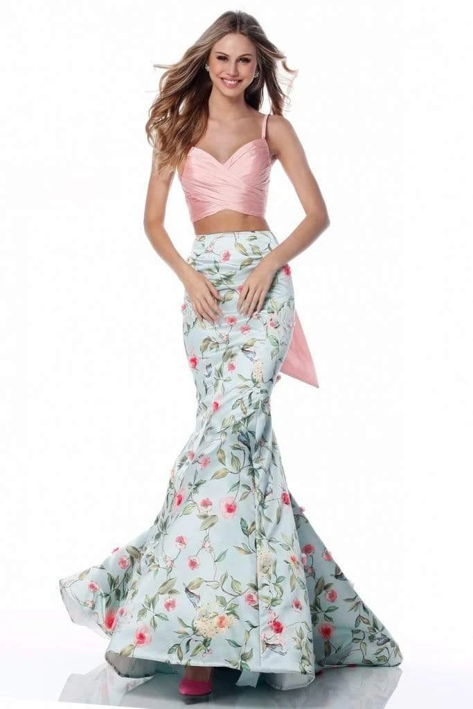 Sherri Hill - 51943 Two Piece Floral Print Mermaid Dress 3 Sherri Hill - 51943 Two Piece Floral Print Mermaid Dress
