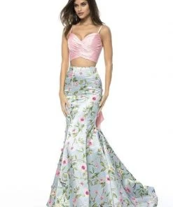 Sherri Hill - 51943 Two Piece Floral Print Mermaid Dress 9 Sherri Hill - 51943 Two Piece Floral Print Mermaid Dress
