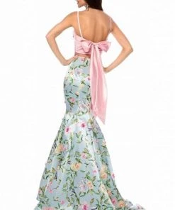 Sherri Hill - 51943 Two Piece Floral Print Mermaid Dress 8 Sherri Hill - 51943 Two Piece Floral Print Mermaid Dress