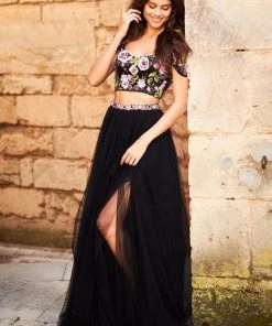 Sherri Hill - 51944 Floral Applique Off The Shoulder Two-Piece Dress