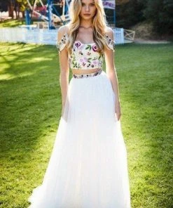 Sherri Hill - 51944 Floral Applique Off The Shoulder Two-Piece Dress