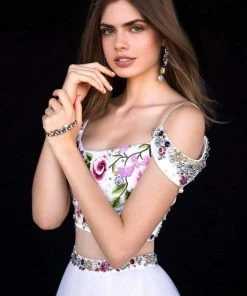 Sherri Hill - 51944 Floral Applique Off The Shoulder Two-Piece Dress