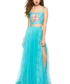 Sherri Hill - 51945 Floral Two Piece Lace A-Line Dress