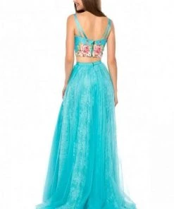 Sherri Hill - 51945 Floral Two Piece Lace A-Line Dress