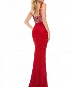 Sherri Hill - 51950 Beaded Square Neck Sheath Dress With Train 5 Sherri Hill - 51950 Beaded Square Neck Sheath Dress With Train