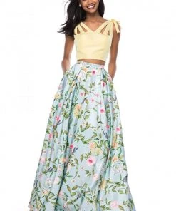 Sherri Hill - 51959 Two Piece V-neck Floral Print A-line Dress 17 Sherri Hill - 51959 Two Piece V-neck Floral Print A-line Dress