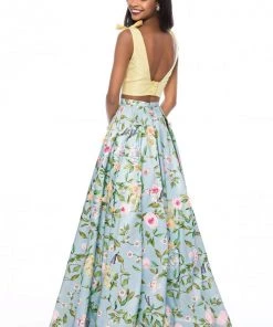 Sherri Hill - 51959 Two Piece V-neck Floral Print A-line Dress 18 Sherri Hill - 51959 Two Piece V-neck Floral Print A-line Dress