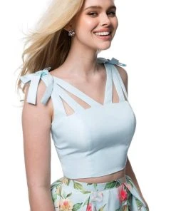 Sherri Hill - 51959 Two Piece V-neck Floral Print A-line Dress 13 Sherri Hill - 51959 Two Piece V-neck Floral Print A-line Dress