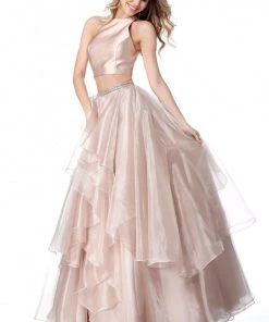 Sherri Hill - 51960 Two Piece Satin Halter Chiffon Ballgown