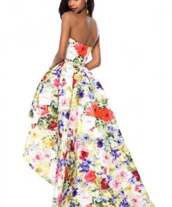 Sherri Hill - 51968 Strapless Floral Print High Low A-Line Dress