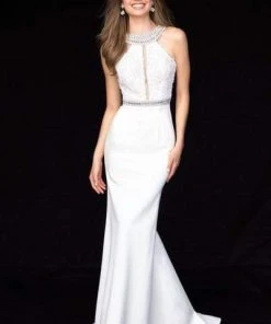 Sherri Hill - 51978 Beaded And Lace Jersey Trumpet Dress