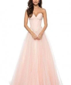 Sherri Hill - 51980 Strapless Corset Top Point D'esprit Gown