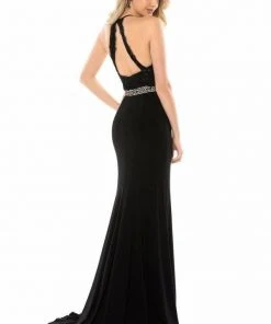 Sherri Hill - 51992 Lace Halter Jersey Trumpet Dress