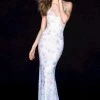 Sherri Hill - 52007 Beaded Deep V-Neck Sheath Dress With Train