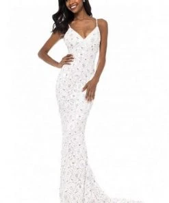 Sherri Hill - 52008 Beaded Plunging V-neck Sheath Dress