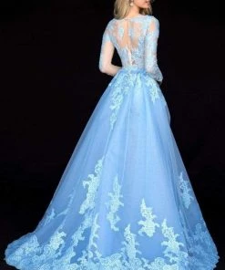 Sherri Hill - 52026 V-Neck Long Sleeve Applique Evening Dress