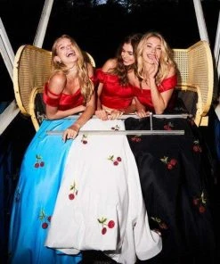 Sherri Hill - 52030 Cap Sleeve Satin Cherry Print Ballgown