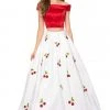 Sherri Hill - 52030 Cap Sleeve Satin Cherry Print Ballgown