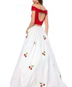 Sherri Hill - 52030 Cap Sleeve Satin Cherry Print Ballgown