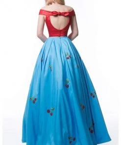 Sherri Hill - 52030 Cap Sleeve Satin Cherry Print Ballgown