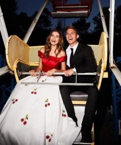 Sherri Hill - 52030 Cap Sleeve Satin Cherry Print Ballgown