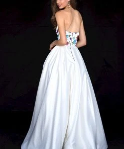 Sherri Hill - 52038 Strapless Embroidered Satin Ballgown 5 Sherri Hill - 52038 Strapless Embroidered Satin Ballgown